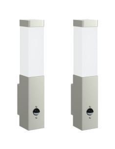 Lampada da Parete Esterna 2 pcs Argento 10.5 x 6 x 33 cm