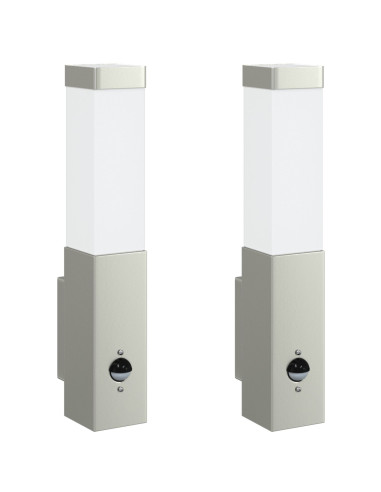 Lampada da Parete Esterna 2 pcs Argento 10.5 x 6 x 33 cm