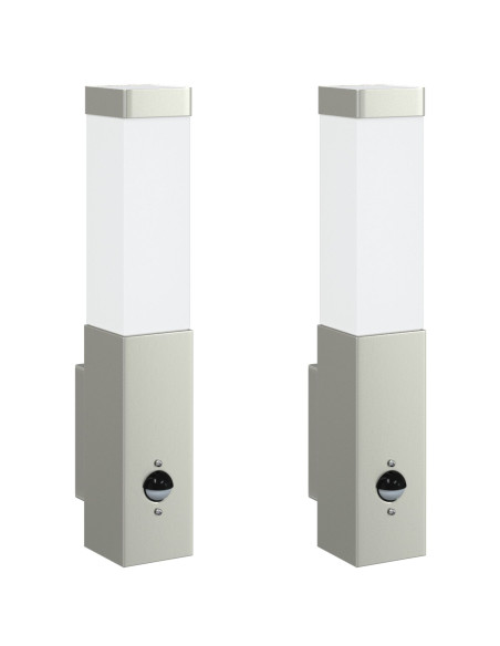 Faretto da Esterno con Sensore 2 pz Argento Acciaio Inossidabile IP44