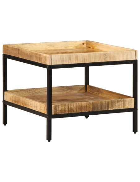 Tavolino  55x55x45 cm in legno massello di mango grezzo