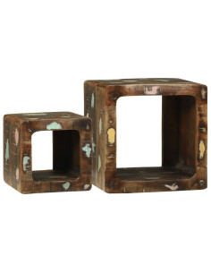 Unità TV 2 pcs Multicolore Legno Recuperato Massello