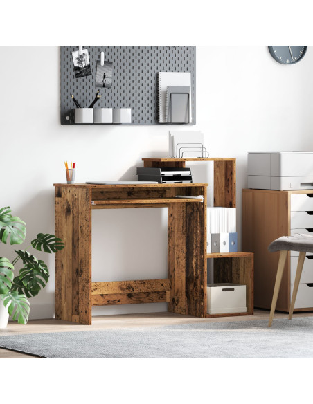Scrivania Marrone per Computer Legno Vecchio Legno Ingegnerizzato