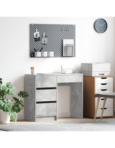 Scrivania Grigia Grigio Cemento Cemento Standard Stoccaggio