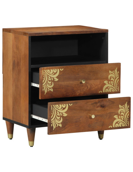 Comodino 50x33x60 cm in Legno Massello di Mango