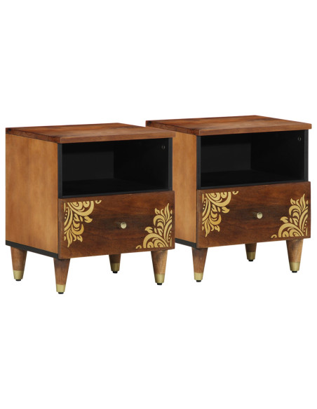 Comodini 2 pcs 40x33x46 cm Legno Massello Mango