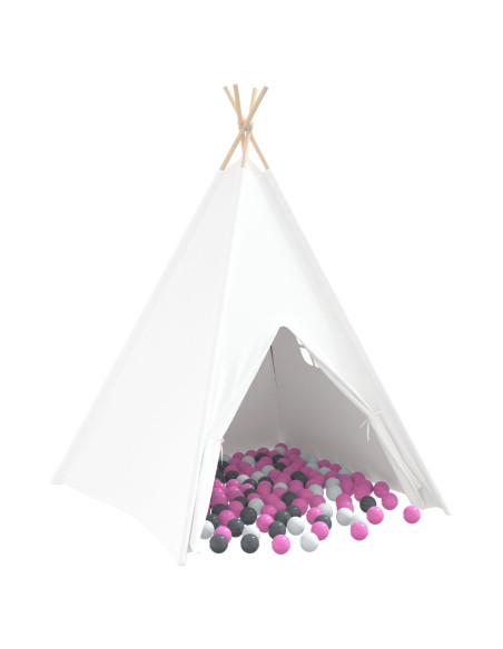 Tenda Teepee per Bambini  con Borsa Pesca & Palline da Gioco Skin Bianca