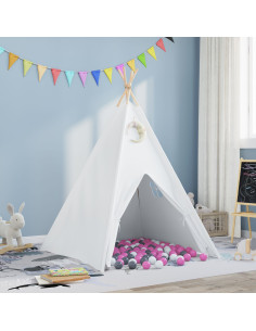 Tenda Teepee Bianco 120 x 120 x 150 cm Tessuto e Plastica