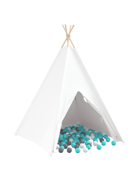 Tenda Teepee  con Borsa in Pesca & Palline Morbide Pelle Bianca