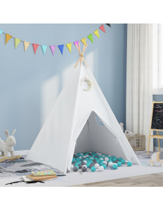 Tenda Teepee Bianco 120 x 120 x 150 cm Tessuto e Plastica