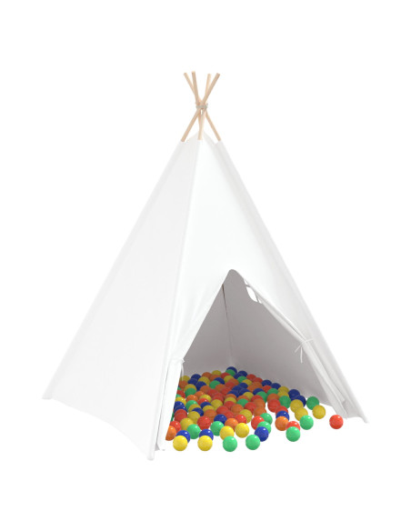 Tenda Teepee per Bambini con Borsa e Palline da Gioco Bianche