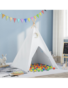 Tenda Teepee Bianco 120 x 120 x 150 cm Tessuto e Plastica
