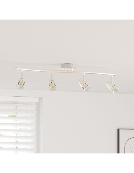 Faretto da soffitto  regolabile a 4 vie Nichel opaco GU10