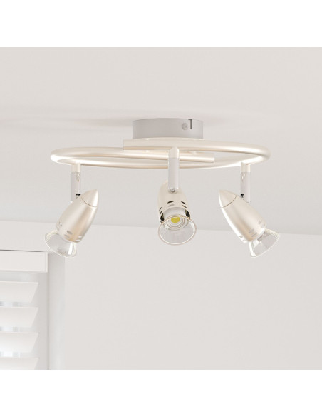 Faro da soffitto  3 vie regolabili in nichel opaco GU10