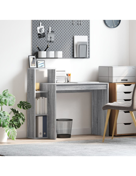 Scrivania per Computer  Grigio sonoma Truciolare Media Scaffali