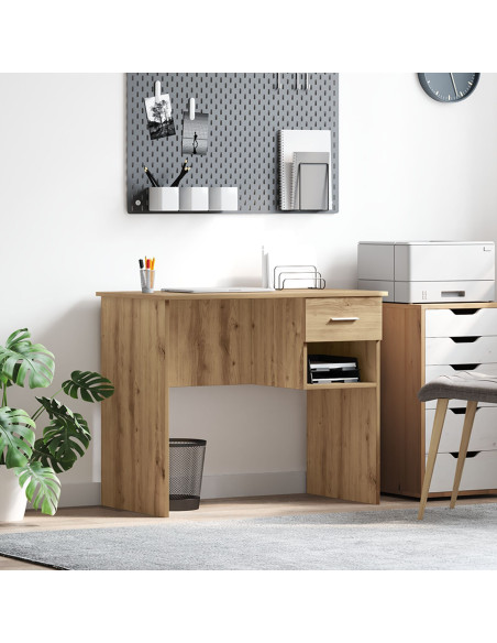 Scrivania  con spazio di archiviazione Rovere Artigianale 90x49.5x75 cm Legno ingegnerizzato