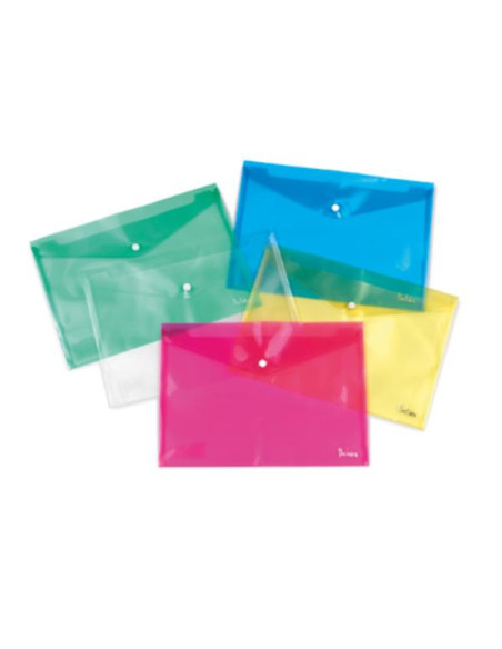 CF10BUSTE BOTTONE A4 TRASP BLU