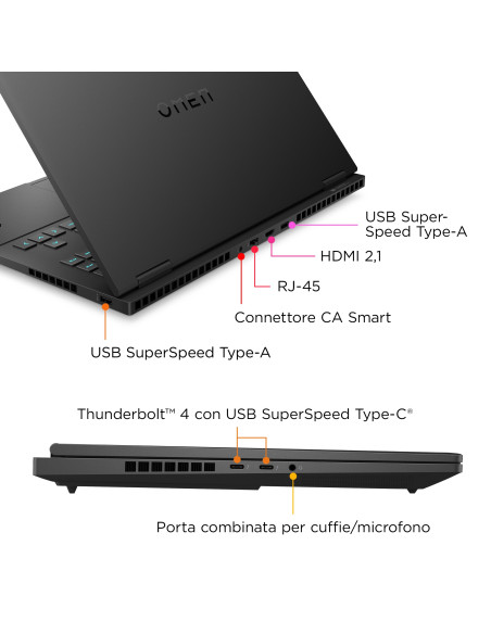 OMEN by HP 16-wf1007nl Intel® Core™ i9 i9-14900HX Computer portatile 40,9 cm (16.1") Quad HD 32 GB DDR5-SDRAM 2 TB SSD NVIDIA