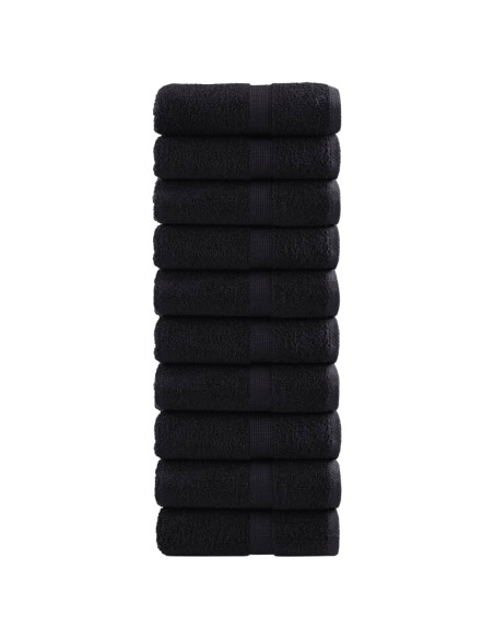 Asciugamani per Ospiti 10 pz Neri 30x50 cm 600 g/m² 100% Cotone