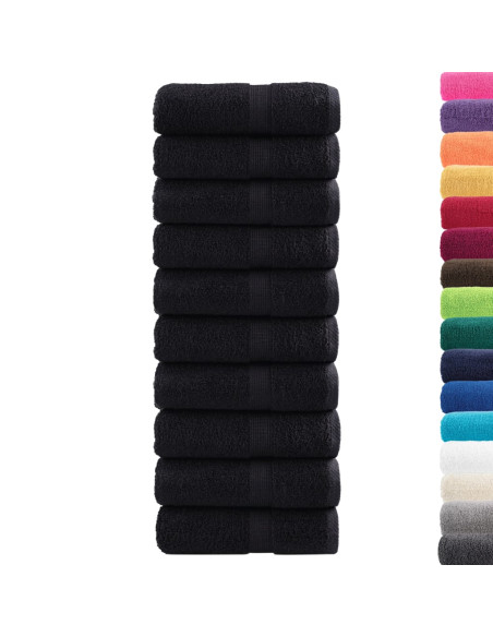 Asciugamani per Ospiti 10 pz Neri 30x50 cm 600 g/m² 100% Cotone