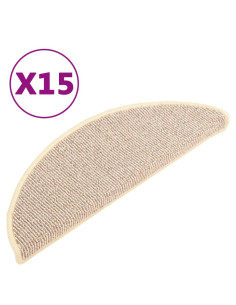 Tappetini per Scale 15 pz Bianchi e Marroni 65x21x4 cm