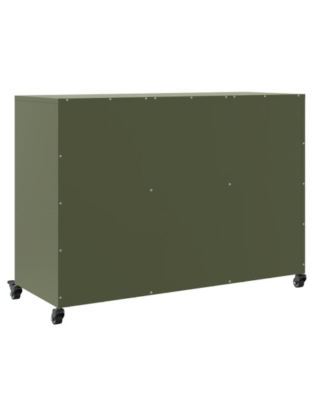 Credenza Verde Oliva 100,5x39x72 cm Acciaio Laminato a Freddo
