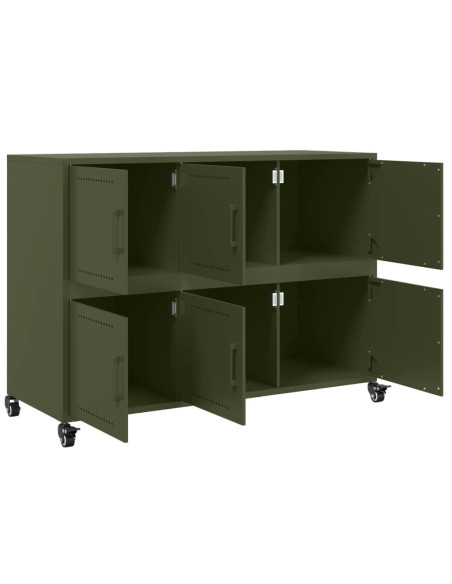 Credenza Verde Oliva 100,5x39x72 cm Acciaio Laminato a Freddo