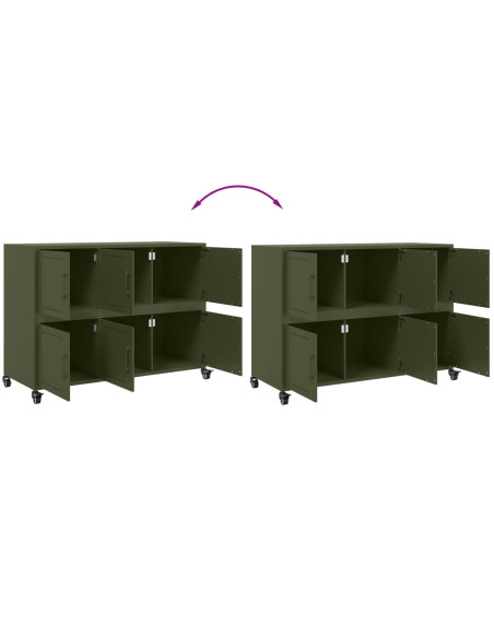 Credenza Verde Oliva 100,5x39x72 cm Acciaio Laminato a Freddo
