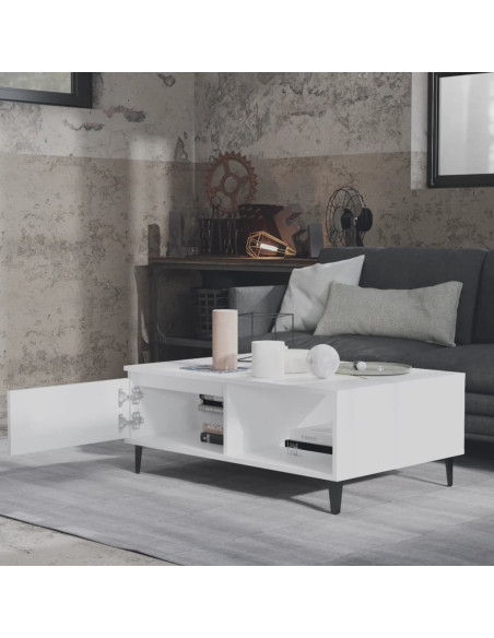 Tavolino da Salotto Bianco 90x60x35 cm in Legno Multistrato