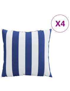 Cuscini Decorativi 4pz Strisce Blu e Bianco 50x50 cm Tessuto