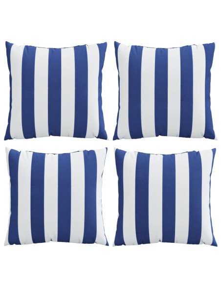 Cuscini Decorativi 4pz Strisce Blu e Bianco 50x50 cm Tessuto
