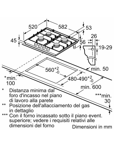 Bosch Serie 4 PGP6B6B80 Piano cottura a gas 60 cm Nero
