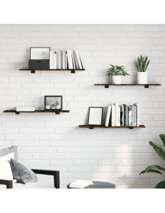 Mensole Parete 4pz Rovere Fumo 80x20x1,5 cm Legno Multistrato 2