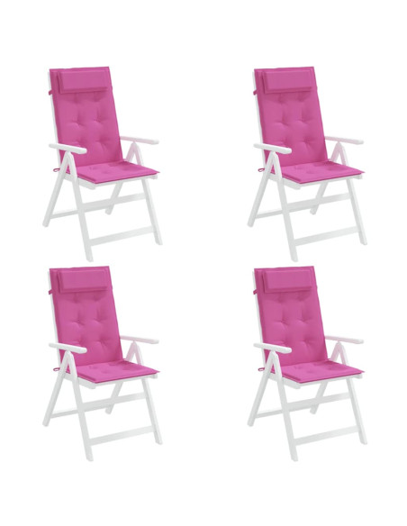 Cuscini per Sedia con Schienale Alto 4pz Rosa in Tessuto Oxford