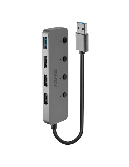 Lindy 43309 hub di interfaccia USB 3.2 Gen 1 (3.1 Gen 1) Type-A 5 Mbit/s Grigio