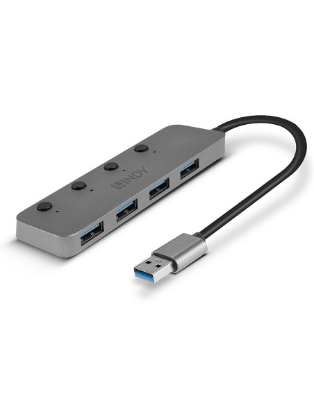 Lindy 43309 hub di interfaccia USB 3.2 Gen 1 (3.1 Gen 1) Type-A 5 Mbit/s Grigio