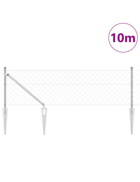 Recinzione in rete metallica  con 7 pali a picco 0.4x10 m Acciaio galvanizzato