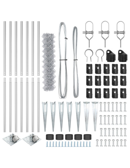 Recinzione in Rete Metallica  con 7 Picchetti 1.2 x 10 m Acciaio Galvanizzato