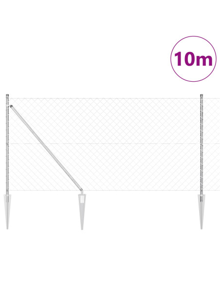 Recinzione a Maglie  con 7 Picchetti 1.2x10 m Acciaio Zincato