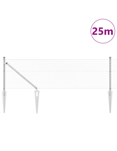 Palo della recinzione Argento 25 x 0,4 m (rete 40 x 40 mm)