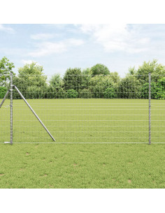 Recinzione con Posto Argento 1,2 x 10 m Acciaio e PVC