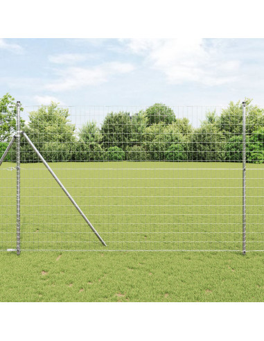 Recinzione con Posto Argento 1,6 x 10 m Acciaio e PVC