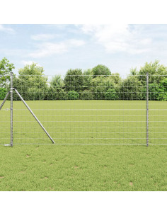 Recinzione con Posto Argento 1,2 x 10 m Acciaio e PVC