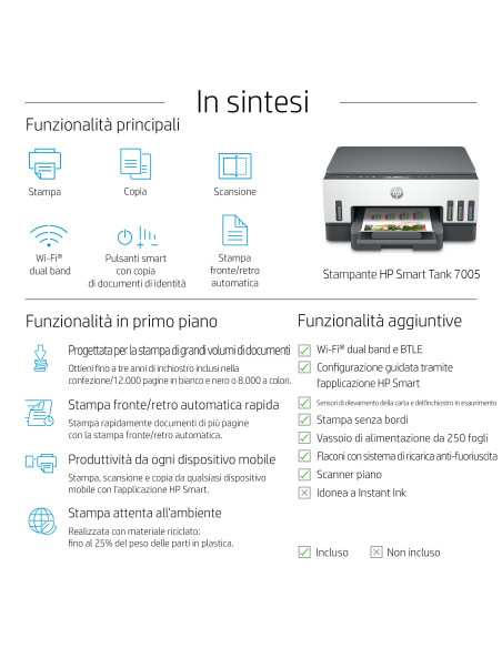 HP Smart Tank Stampante multifunzione 7005