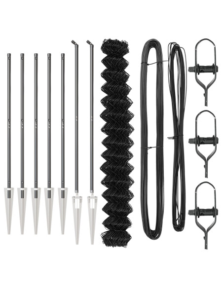 Recinzione a Catena  con 7 Picchetti 1,5x10 m Acciaio Galvanizzato
