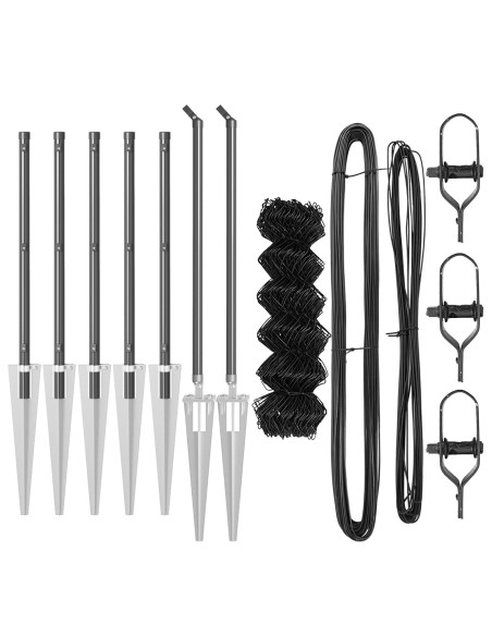 Recinzione a Rete  con 7 Picchetti 0.4x10 m in Acciaio Galvanizzato