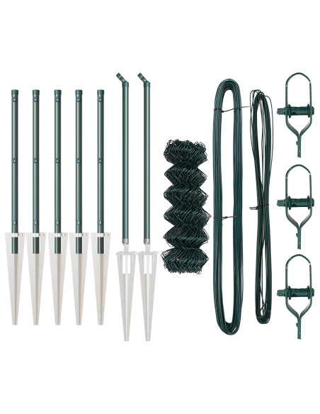 Recinzione a maglie metalliche  con 7 pali a picchetto 0.4x10 m in acciaio zincato