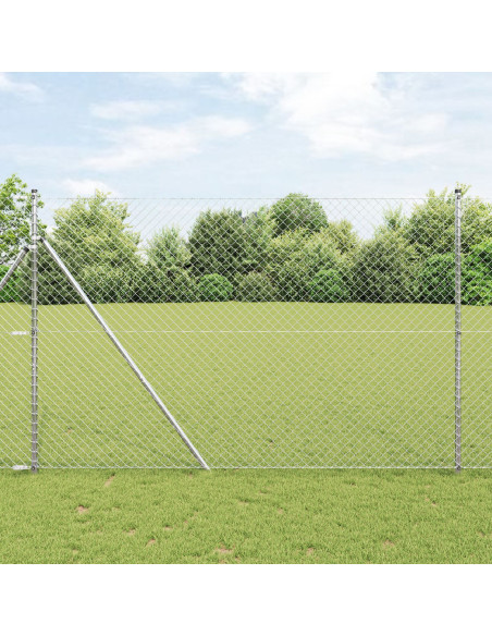 Recinzione a Maglia  con 7 Post 1.5x10 m Acciaio Zincato
