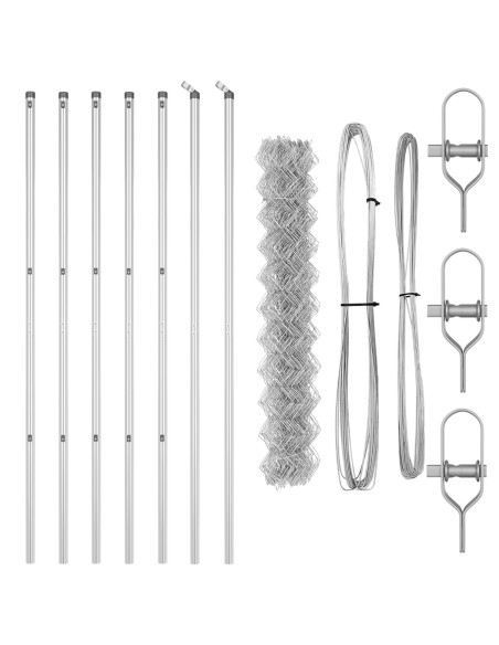 Recinzione a Catena  con 7 Pali 1.2x10 m in Acciaio Zincato