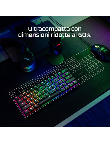 HyperX Alloy Origins 60 – Tastiera meccanica da gaming – HX Red (layout USA)