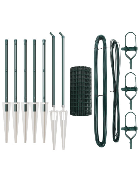 Recinzione Euro  con 7 pali a punta 0.6x10 m in acciaio galvanizzato verde